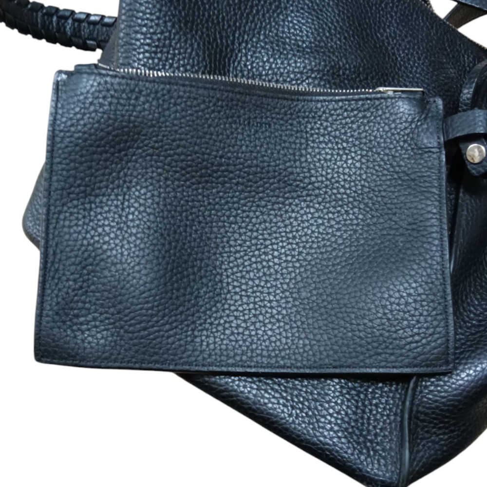 Black Pebbled Leather ALLSAINTS bucket shoulder bag - Picture 2 of 10